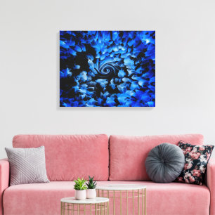 Abstrakte Canvas aus schwarzem und blauem Glas Leinwanddruck
