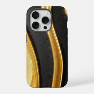 Abstrakte Carbon- und Gold-Phone-Abdeckung iPhone 15 Pro Hülle