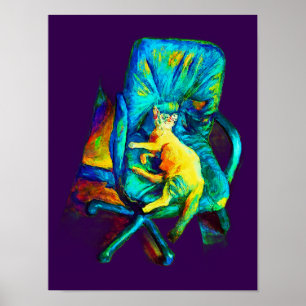 ABSTRAKTE CAT ART EXTRA FARBIG VON SIXSOX POSTER