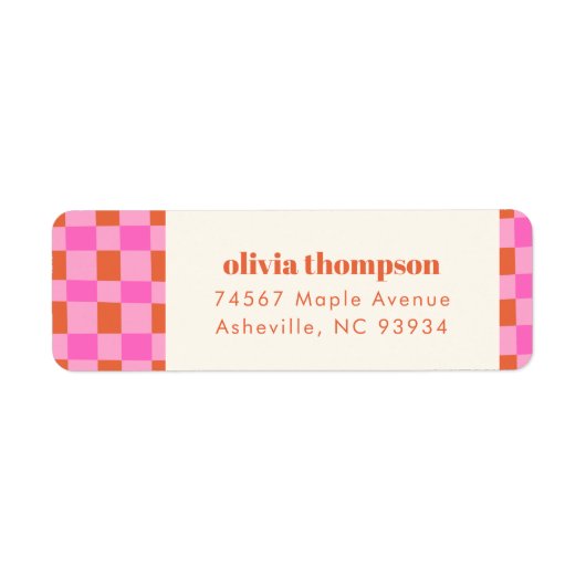 Abstrakte Checker Pink Orange Dusche Rücksendeadre (Vorne)