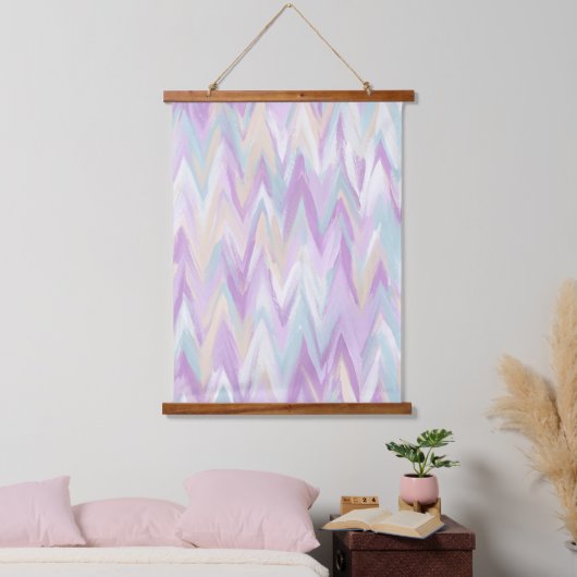 Abstrakte Chevrons Wandteppich Mit Holzrahmen (Schlafzimmer)