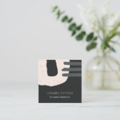 ABSTRAKTE CHIC-KERAMIK-TEXTURE-SCHWARZ QUADRATISCHE VISITENKARTE (Stehend Vorderseite)