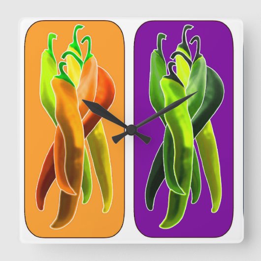 Abstrakte Chile Wall Clock Quadratische Wanduhr (Vorderseite)