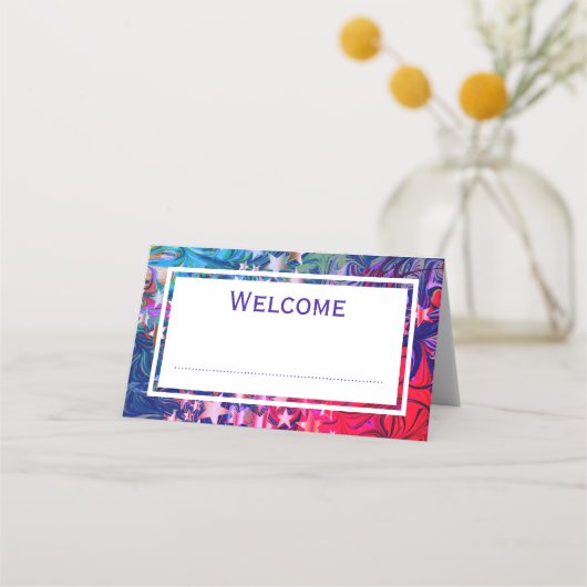 Abstrakte CHRISTMAS STARS Lila Red Lilac CUSTOM Platzkarte (Vorderseite)