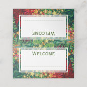 Abstrakte CHRISTMAS STARTEN Red Green Gold CUSTOM Platzkarte (Außenseite Aufgefaltet)