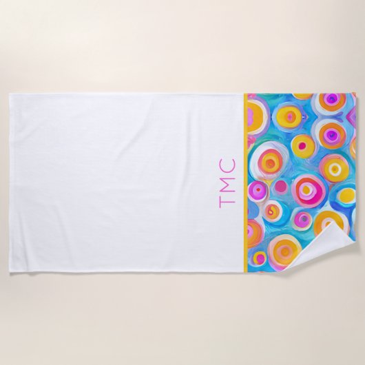 Abstrakte Circle Art INITIALS Sommerspass Strandtuch (Vorderseite)