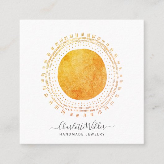Abstrakte Circle Handmade Schmuck Business Card Quadratische Visitenkarte (Vorderseite)
