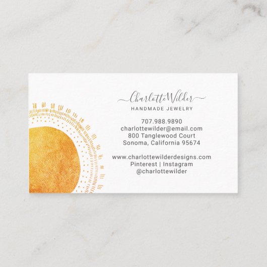 Abstrakte Circle Handmade Schmuck Business Card Visitenkarte (Rückseite)