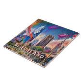 Abstrakte Cleveland Skyline Kunst Moderne Stadt Fliese (Seite)