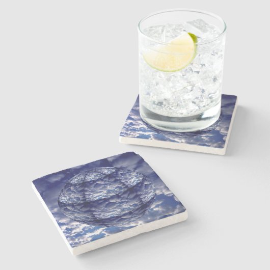 Abstrakte Cloud-3D-Kugel Steinuntersetzer (Seitenansicht)