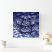 Abstrakte Cloud-3D-Sphäre Quadratische Wanduhr (Zuhause)