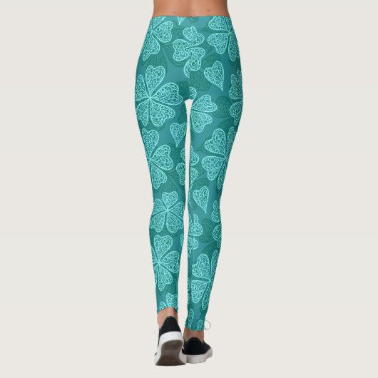 Abstrakte Clovers Pattern St Patrick's Day Leggings (Rückseite)