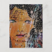 abstrakte Collage mit Gesicht Bildung Spiele Wörte Postkarte (Vorderseite)