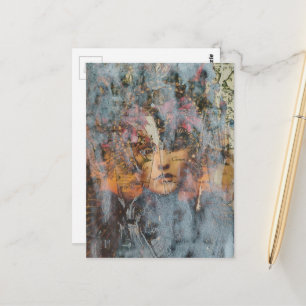 abstrakte Collage mit Gesicht Postkarte
