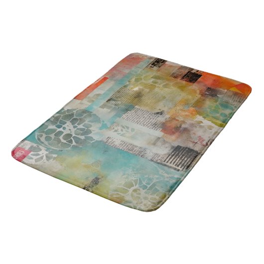 Abstrakte Collage Mixed Media Abstrakt Badematte (Schrägansicht)