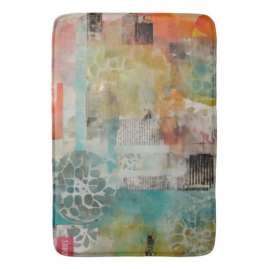 Abstrakte Collage Mixed Media Abstrakt Badematte (Vorderseite Vertikal)