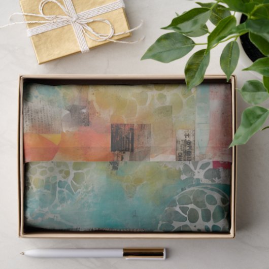 Abstrakte Collage Mixed Media Abstrakt Seidenpapier (Geschenk)