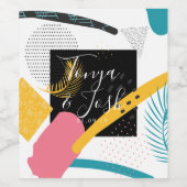 Abstrakte Collage Moderne bunt kühle Hochzeit Weinetikett (Einzelnes Label)