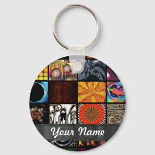 Abstrakte Collage Schlüsselanhänger