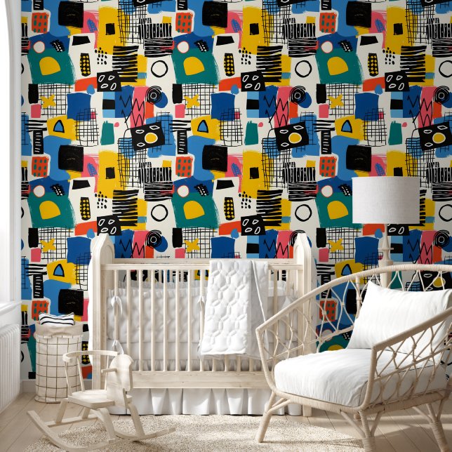Abstrakte Collage Tapete (Kinder)
