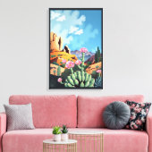 Abstrakte Colorado Berge Wüstenkaktus Leinwanddruck (Insitu (Wohnzimmer))