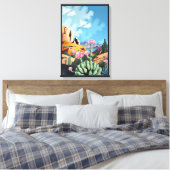 Abstrakte Colorado Berge Wüstenkaktus Leinwanddruck (Insitu (Schlafzimmer))