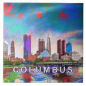 Abstrakte Columbus Skyline Art Moderne Stadt Fliese (Vorderseite)