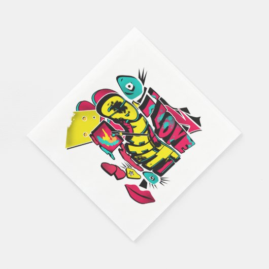 Abstrakte Comicen Graffiti-Stil Text grunge urban  Serviette (Ecke)