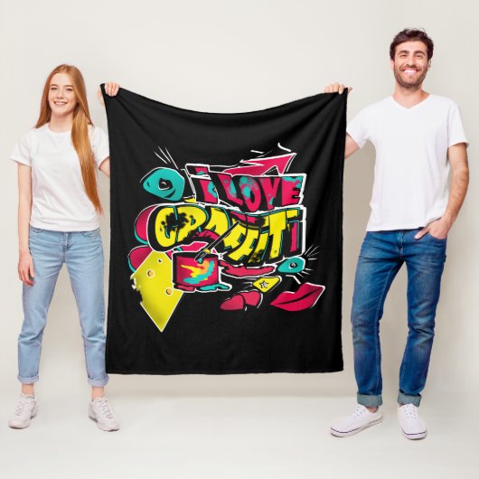 Abstrakte Comicen Graffiti Text grunge städtische  Fleecedecke (Beispiel)