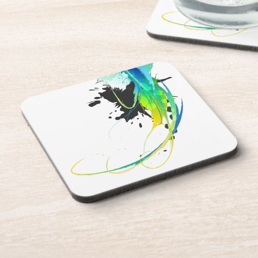 Abstrakte coole Gewässer Paint Spritzer Getränkeuntersetzer (Linke Seite)