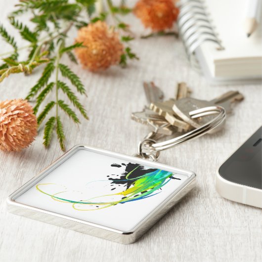 Abstrakte coole Gewässer Paint Spritzer Schlüsselanhänger (Seite)