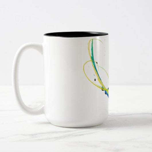 Abstrakte coole Gewässer Paint Spritzer Zweifarbige Tasse (Links)