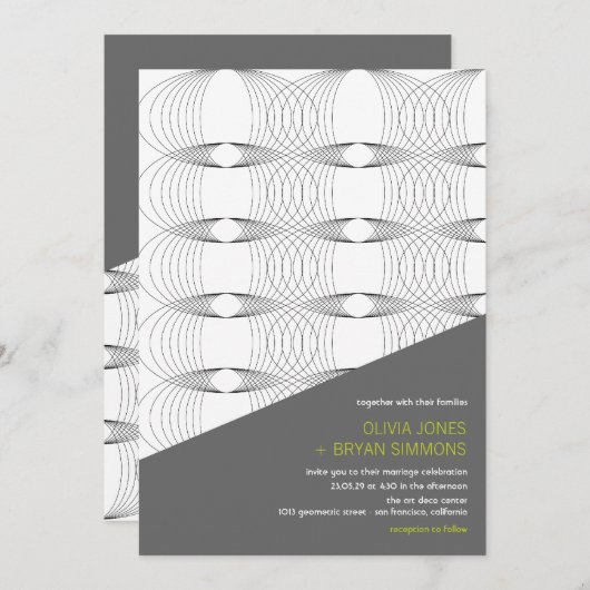 Abstrakte Coole Moderne Mod Rings Wedite Einladung (Vorne/Hinten)