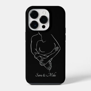 Abstrakte Couple Line Art , Boho Chic iPhone 14 Pro Hülle
