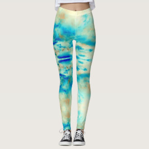 Abstrakte cremeblaue türkiswolken Leggings