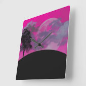 Abstrakte Crimson Moon Square Wall Uhr (Winkel)