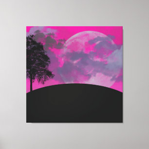 Abstrakte Crimson Moon Wrapped Canvas Print Leinwanddruck
