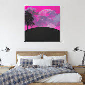 Abstrakte Crimson Moon Wrapped Canvas Print Leinwanddruck (Insitu (Schlafzimmer))