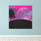 Abstrakte Crimson Moon Wrapped Canvas Print Leinwanddruck (Insitu (Holzboden))