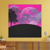 Abstrakte Crimson Moon Wrapped Canvas Print Leinwanddruck (Insitu (Wohnzimmer))