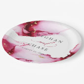 Abstrakte Crimson Raspberry Rot Paper Plate Pappteller (Schrägansicht)