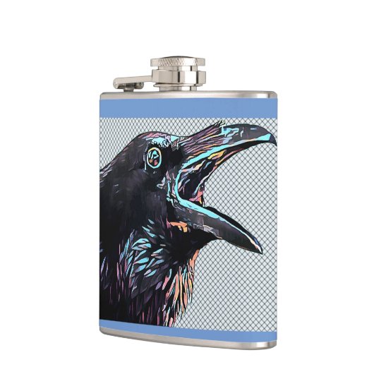 Abstrakte Crow Bird Originale Flachmann (Links)