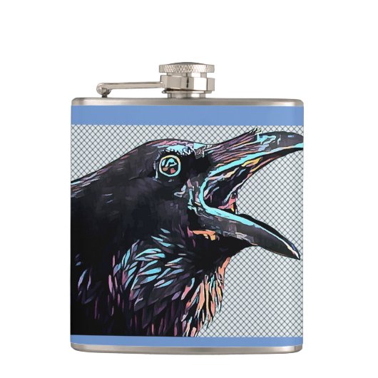Abstrakte Crow Bird Originale Flachmann (Vorderseite)