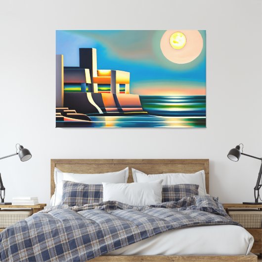 Abstrakte Cubist Seascape Canvas Print Leinwanddruck (Insitu (Schlafzimmer))