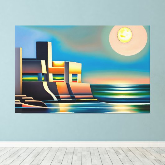 Abstrakte Cubist Seascape Canvas Print Leinwanddruck (Insitu (Holzboden))