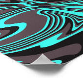 Abstrakte Cyan- und Schwarze Wellen Poster (Ecke)