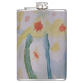 Abstrakte Daffodien Vinyl Wrapped Flask Flachmann (Vorderseite)
