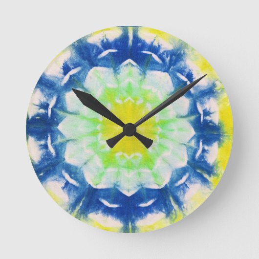 Abstrakte Daisy Tiles Wall Clock Runde Wanduhr (Vorderseite)