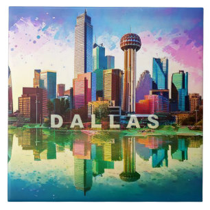 Abstrakte Dallas Skyline Kunst Moderne Stadt Fliese