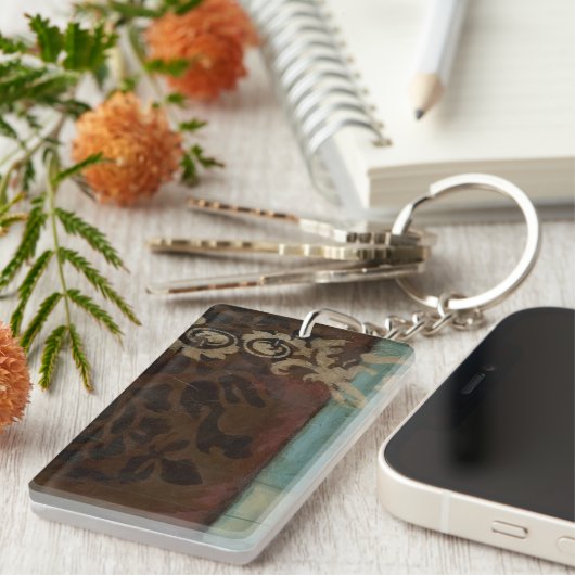 Abstrakte Damast-Tapisserie durch Jennifer Schlüsselanhänger (Vorderseite rechts)